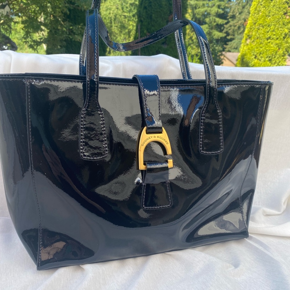 Dooney & Bourke black patent leather tote.